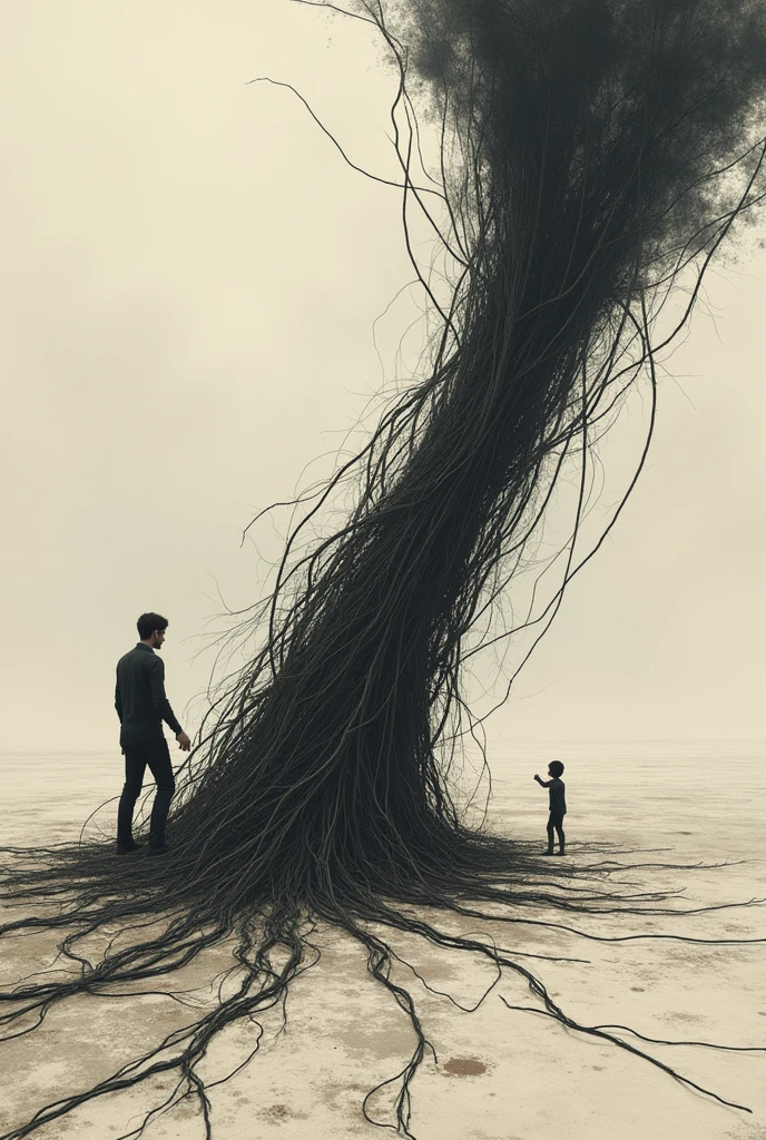 Generate me a plan view image with thick and thin lines that try to grab something but can&#39;t do so. , Also that conveys feelings of being lost

