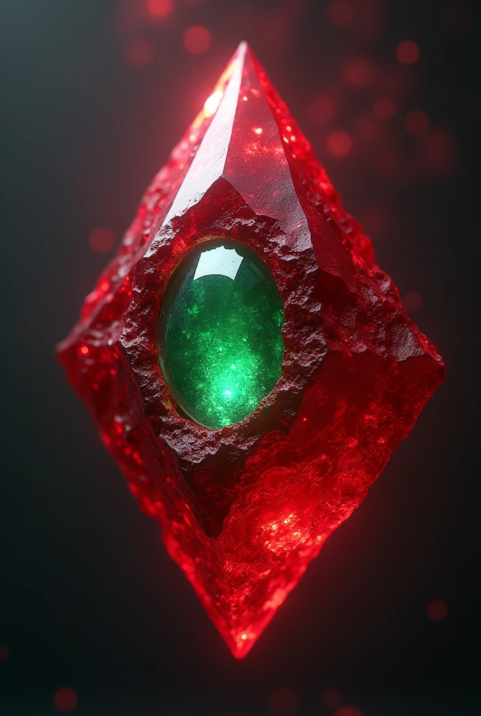 Evil red stone with an emerald in the middle