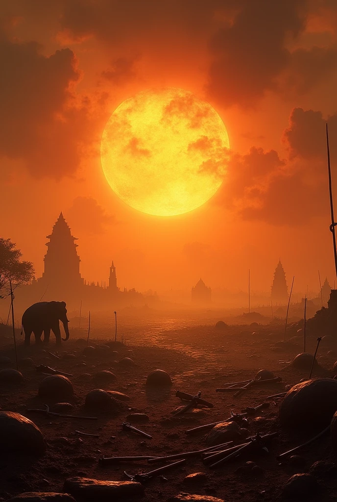 Sunset in a mahabharat war background without any other person