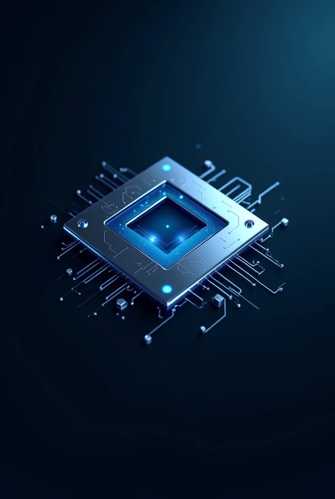 Design a logo that represents cutting-edge computer technology. The logo should incorporate elements like a circuit board, binary code, or a computer chip. Use a modern and sleek style with a color palette that includes shades of blue and silver to convey innovation and sophistication. The design should be versatile enough to work on various backgrounds and scales.