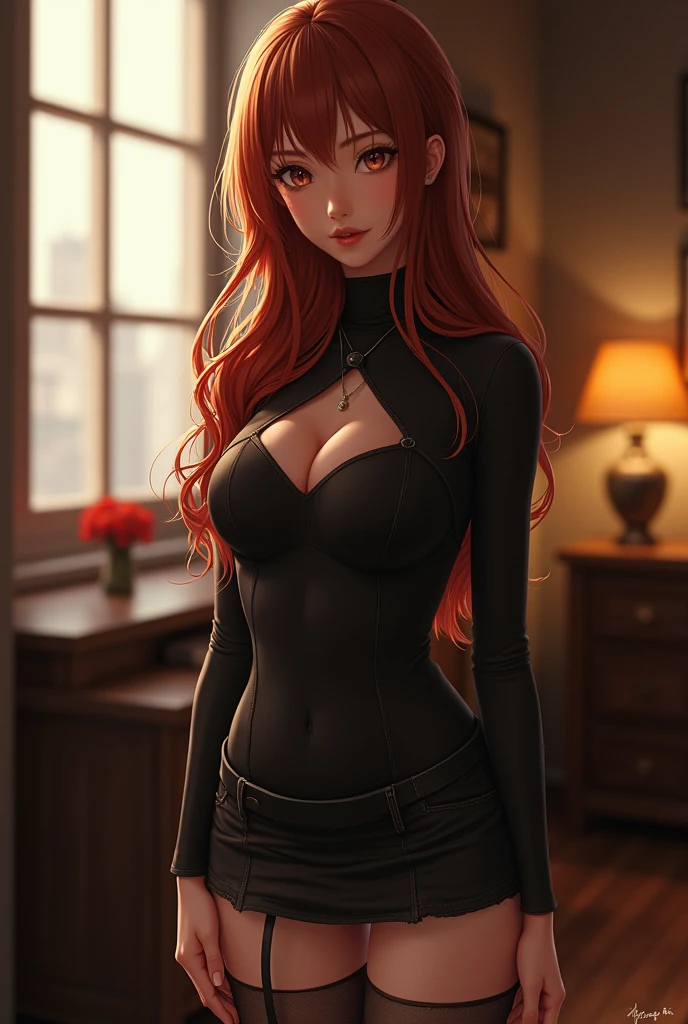 asunakawaii_jav, breasts, dynamite lighting, looking at viewer, indoors, wearing turtleneck, black skirt,
detailed body, attractive body, perfect human body, cowboy shot,
(ultimate quality, masterpiece, highres:1.0), (photorealistic, realistic:1.9),