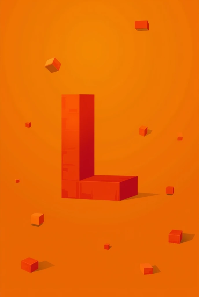 Create a logo with L with the main color orange With Minecraft theme orange background and several orange blocks in turn