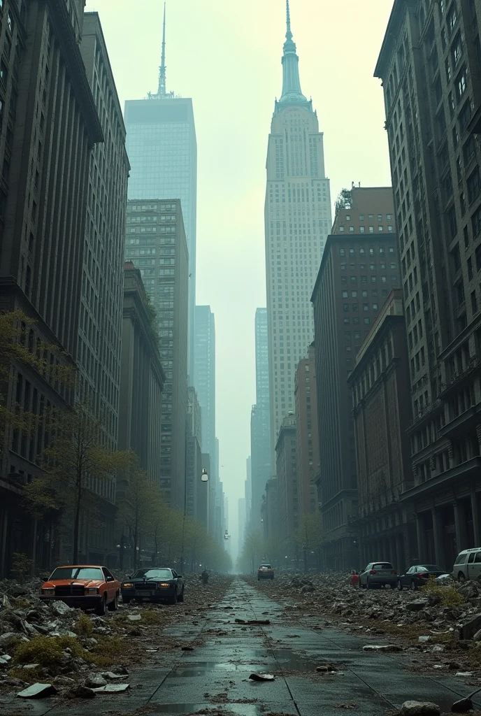 apocalyptic manhattan new york after distaster. post apocalyptic view