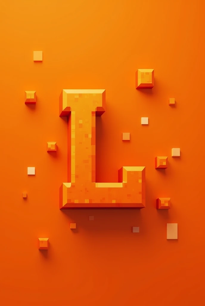 Create a logo with L with the main color orange With Minecraft theme orange background and several orange blocks in turn
