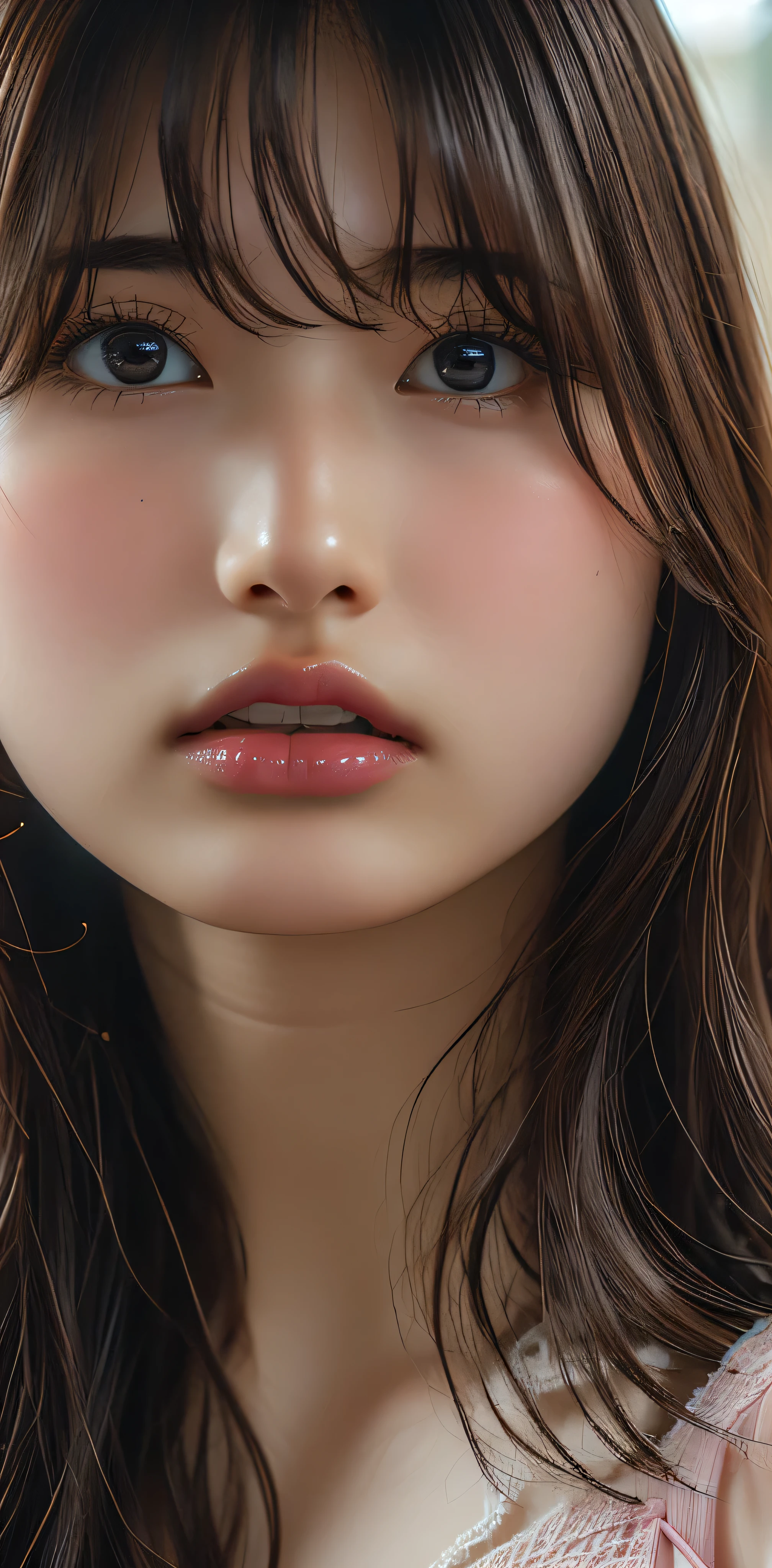 (((Very huge bigger than a face)))、((Pink underwear))、Raise your arms、Spread your legs、Lie、Sleep on your back、((High resolution)), Superior Quality, Very detailed, Realistic, ((8k)), RAW Photos, Highest quality, masterpiece, attractive, wonderful, Brown Hair, Shoulder-length layers, Mesh Hair, Japanese Idols, Sophisticated, stylish,