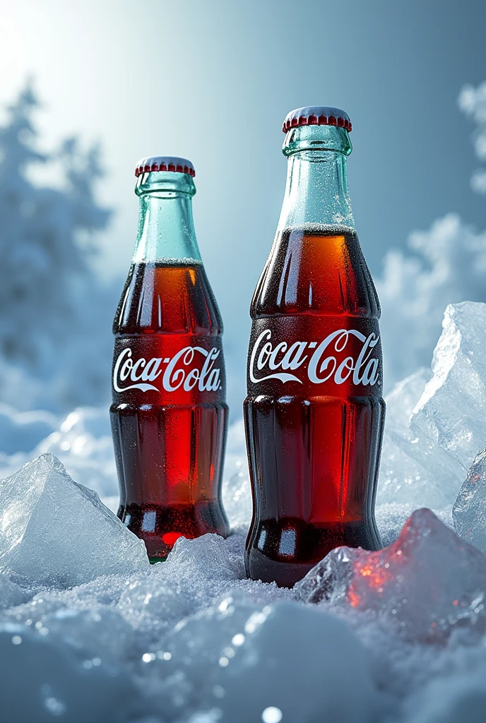 old and new frozen coca cola bottles