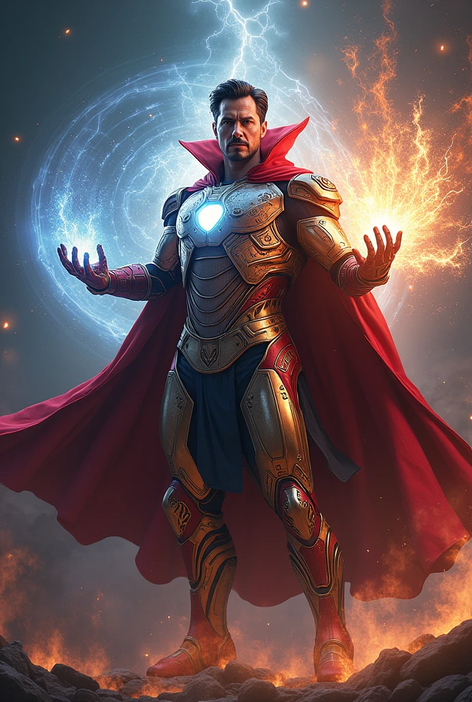 generate iron man and doctor strange fusion together
