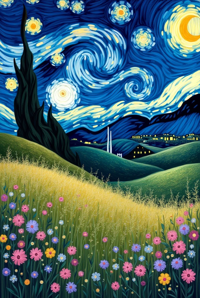 Spring without people,starry night style vangoge more spring