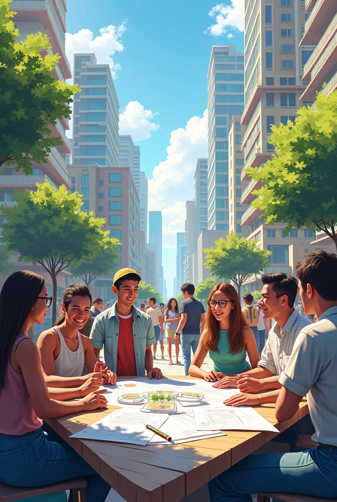 People participating in the community to develop a city
