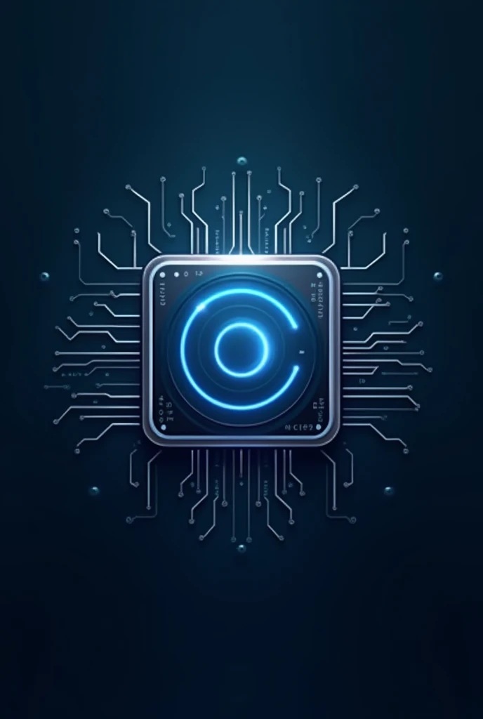 Design a logo that represents cutting-edge computer technology. The logo should incorporate elements like a circuit board, binary code, or a computer chip. Use a modern and sleek style with a color palette that includes shades of blue and silver to convey innovation and sophistication. The design should be versatile enough to work on various backgrounds and scales.