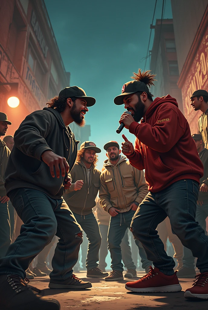 Fives artist in a battle rap 