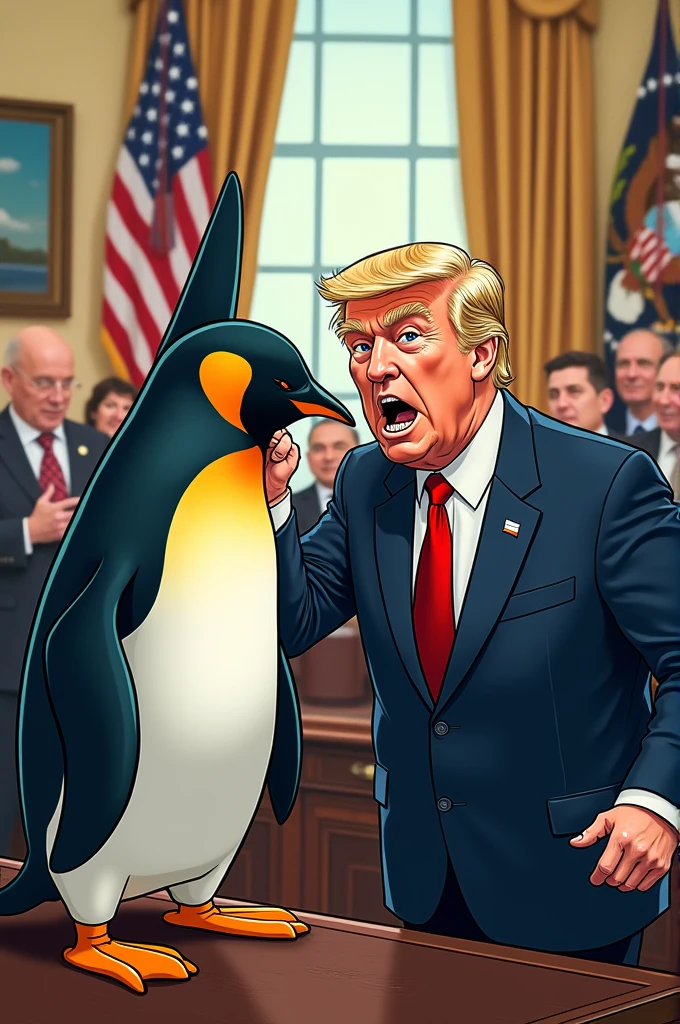 Penguin slaps US President