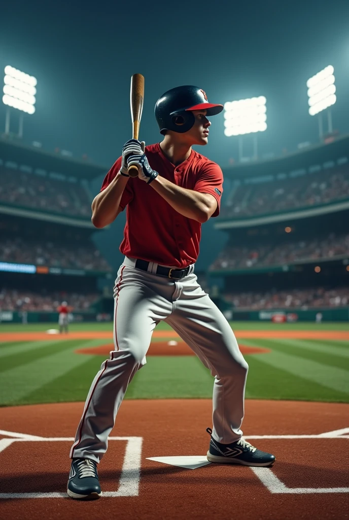 A 20-year-old baseball player is focused during his training.