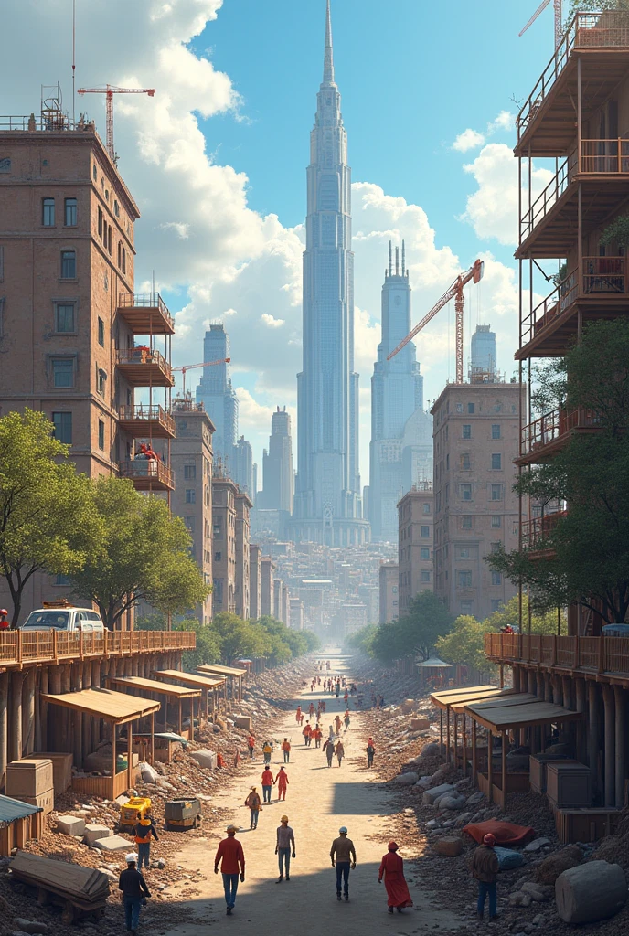 People developing a city