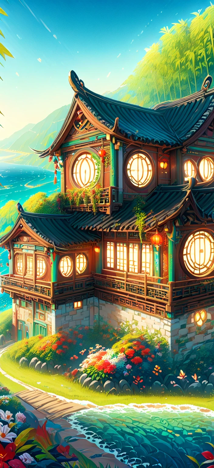 anime girl sitting on a hill overlooking the ocean and flowers, anime beautiful peace scene, beautiful anime scene, beautiful animated landscape, beautiful anime, anime nature, makoto shinkai cyril rolando, anime nature wallpap, beautiful anime artwork, animated landscape, animated landscape, beautiful anime art, anime art wallpaper 4k, anime art wallpaper 4k, animated background art