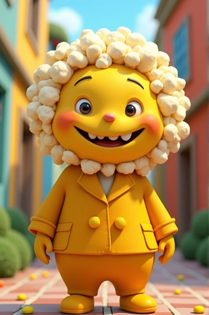 Mr. Popcorn with a yellow face and suit
(child)