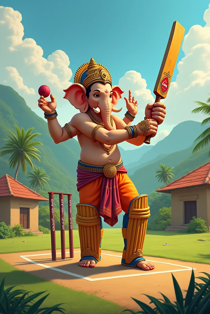 lord Ganesh cricket  irakalgada gaja label
