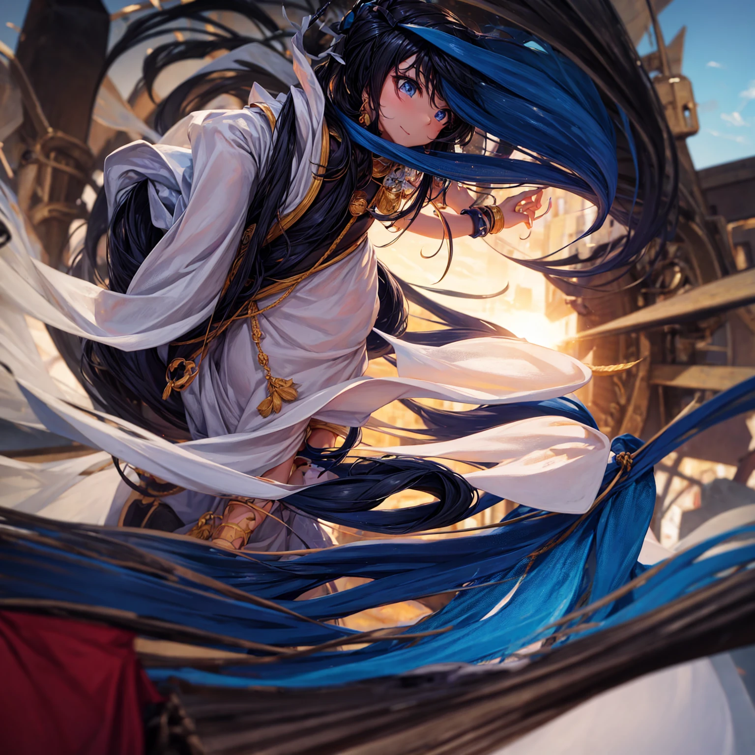High definition RAW color art, Adventurer sculptures, Train marble skin, High angle, krystal, (((Ultra detailed elegant))), Magical atmosphere, Upper body focus, Waterfall
