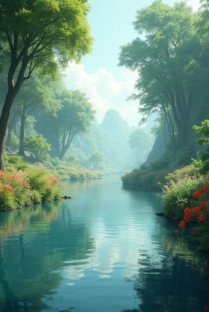 Create an image of nature with water