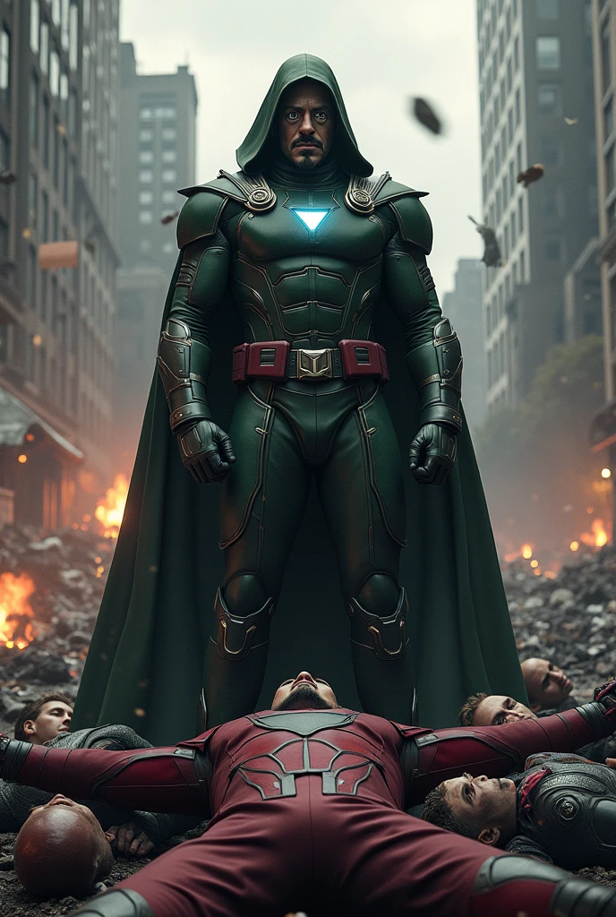 RDJ( Robert Downey Jr)being Dr doom '
"Avengers doomsday" logo on the top
Killing entire superheros