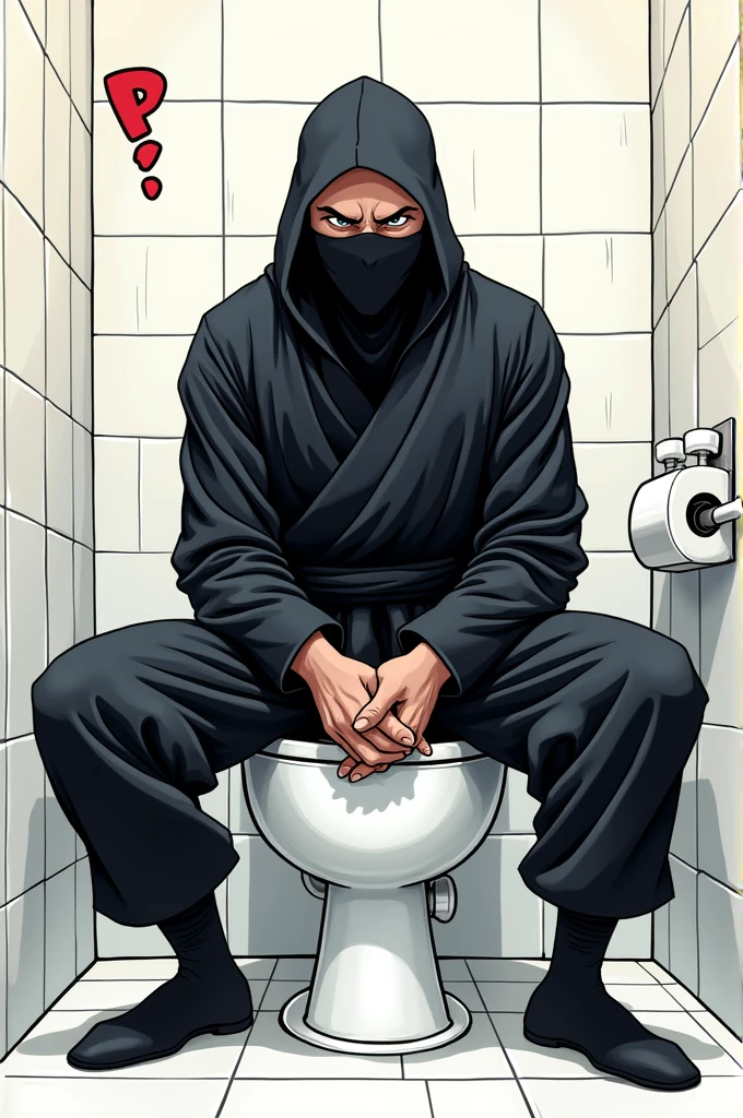 Un ninja sur les toilettes qui pete dans le style manga