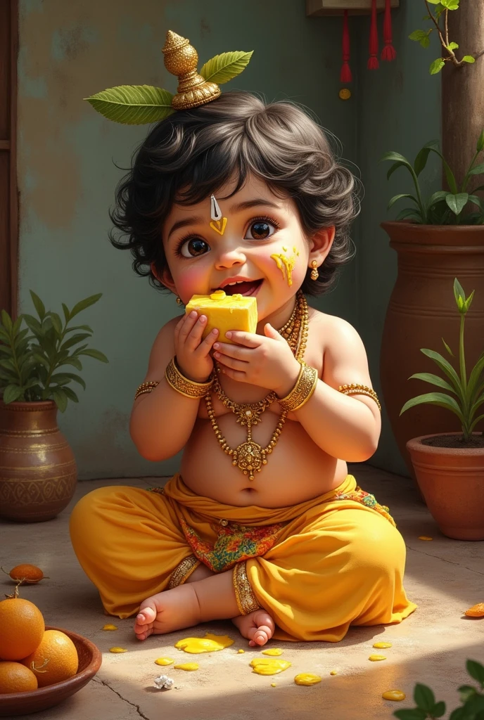 Baby krishna , eating butter
