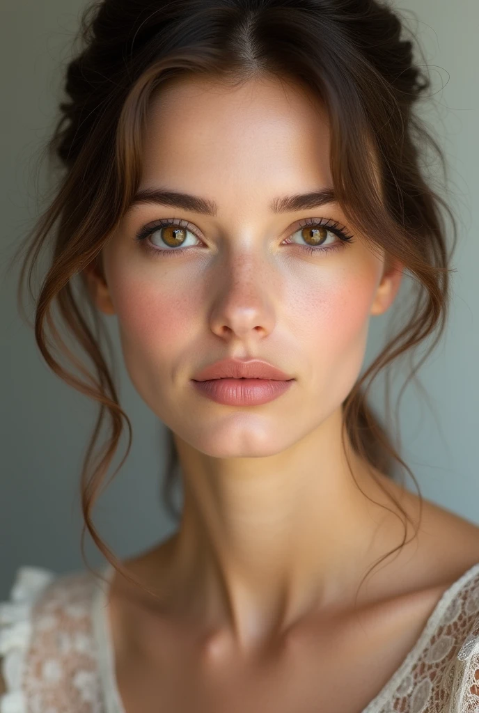 femme blonde,yeux bruns, Visage uniquement,visage fin, visage de face