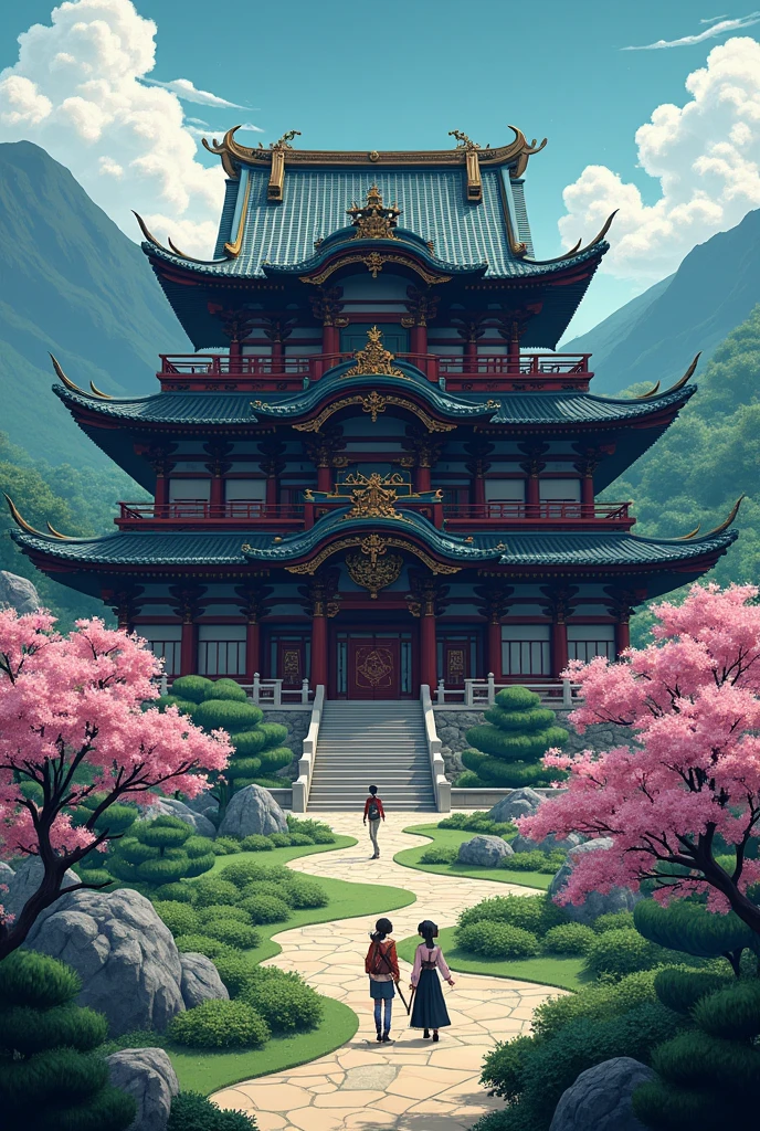 Japanese mansion in the style of Kimetsu no Yaiba
