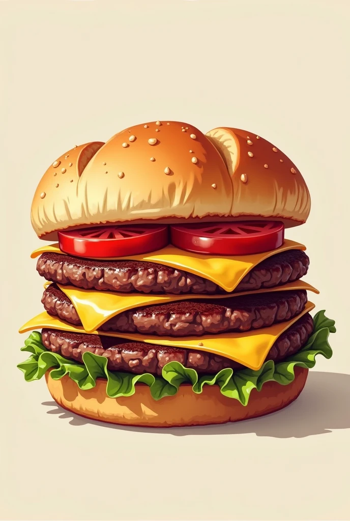 Create a picture of a hamburger without cheese Without the yellow on the meat and without salad