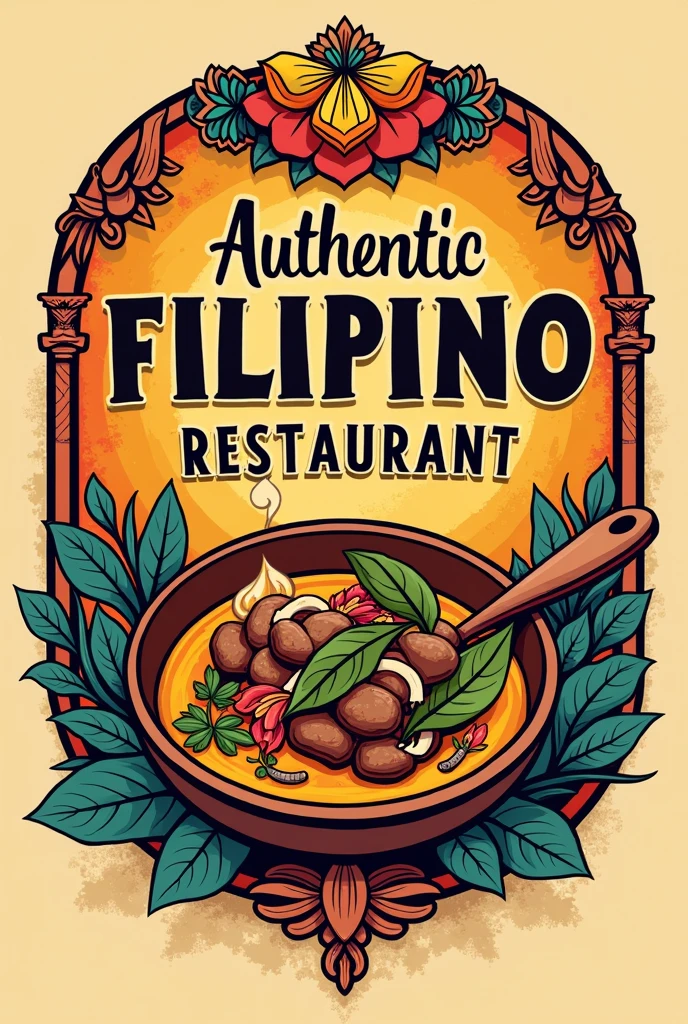 Give me a Filipino restaurant logo with a tagline and we have a 7 element of art