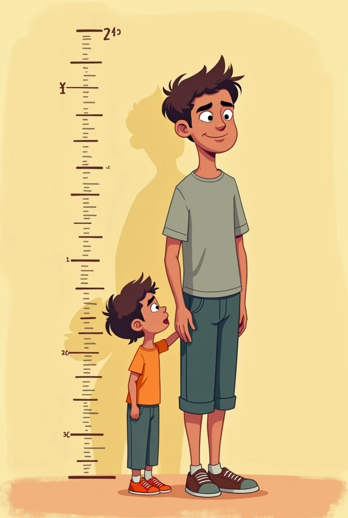 Generate height chart of lifecycle of an Indian men 
in cartoon style