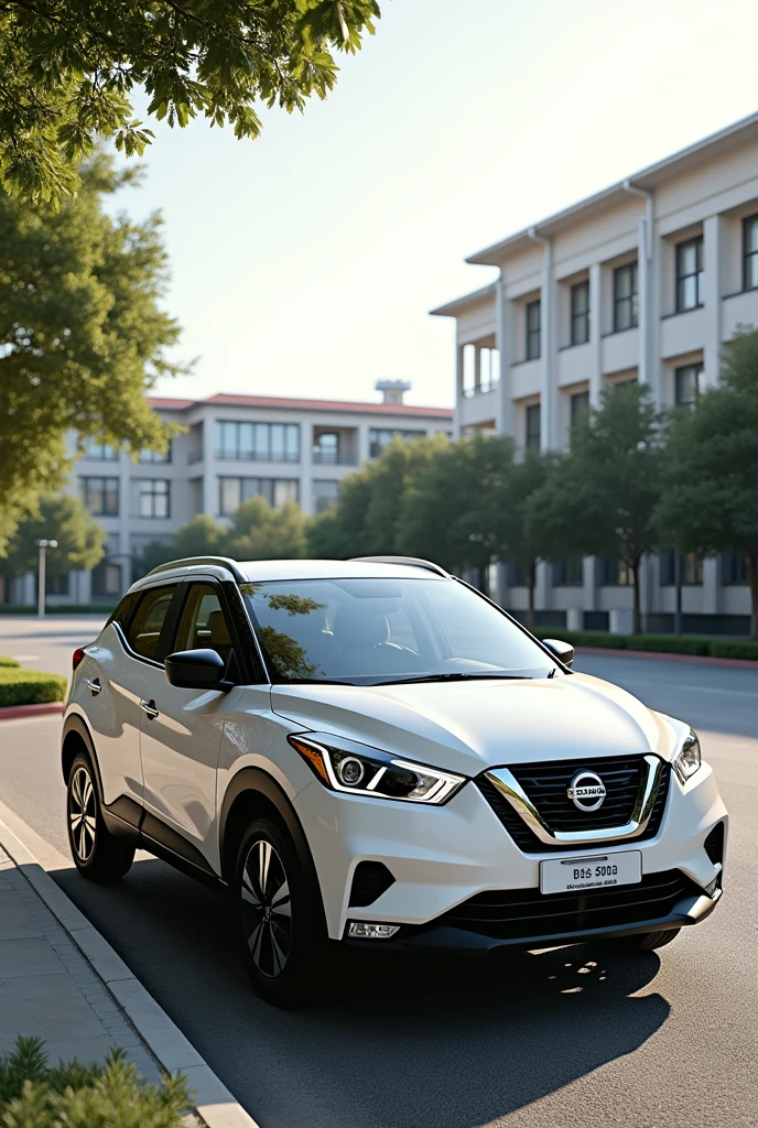 nissan magnite car parked near a school
 