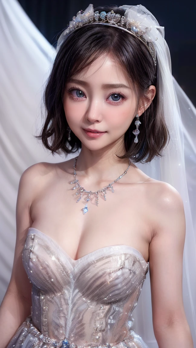 (4k quality:1.3),(Highest quality:1.3),(Whitening:1.4),(Baby Face,Girl:1.3),(The best beauty:1.5),rich,Upper Body,smile,(Strapless bejeweled dress:1.3),Overflowing breasts,(jewelry),Captivate a man,Cleavage,(Super Celebrities:1.5),(Supermodel:1.4),(Whitening:1.2),(Tight waist:1.4),(Night viewの良いホテル:1.1),(luxury:1.2),(Arisa Hanyu:1.5),(anorexia:1.4),(Night view:1.3),(Face close-up),Catchlight,(Child&#39;s face:1.6),(smile:1.1),(Light blue hair:1.3),(Half Up Hair:1.3),(Light blue eyes:1.4),(2D cuteness:1.5),(Cute Makeup),Beautiful fingertips,(Sexy and cute:1.6),(Luxury hotel:1.6),(White Gal:1.6),(Transparent white skin:1.4),(albino:1.5),(Lighting hits the subject:1.3)