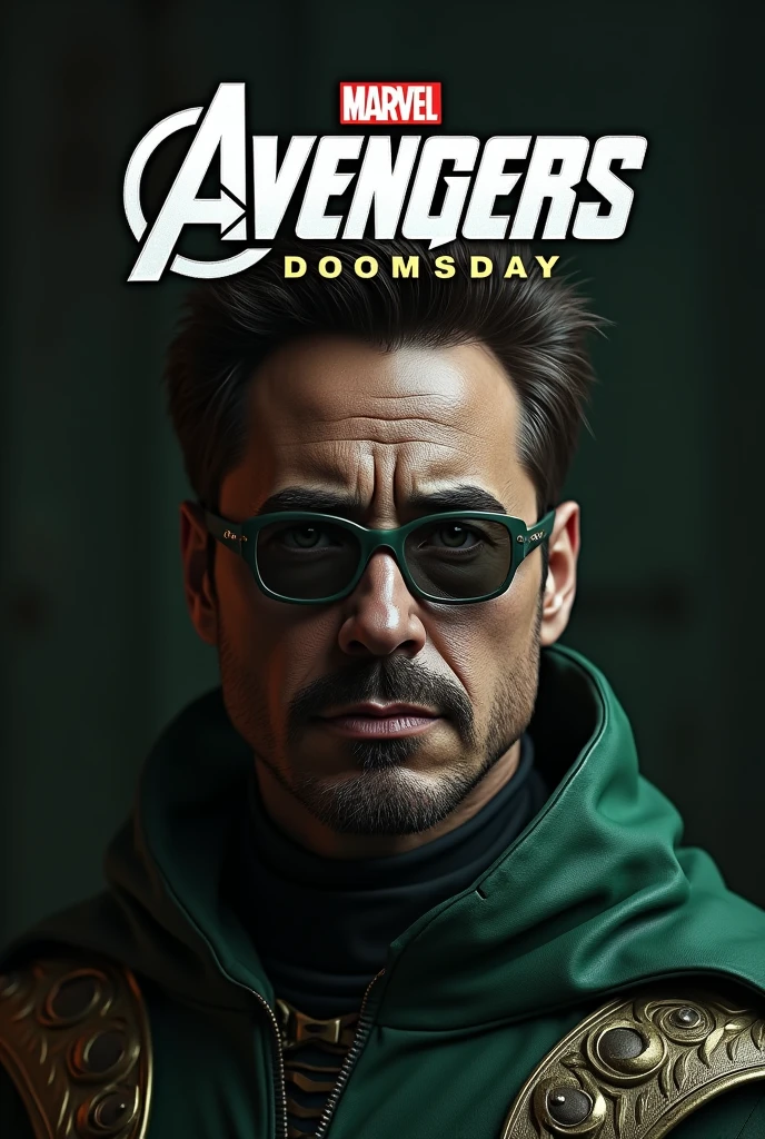 RDJ( Robert Downey Jr)being Dr doom '
"Avengers doomsday" logo on the top
Super realistic RDJ,