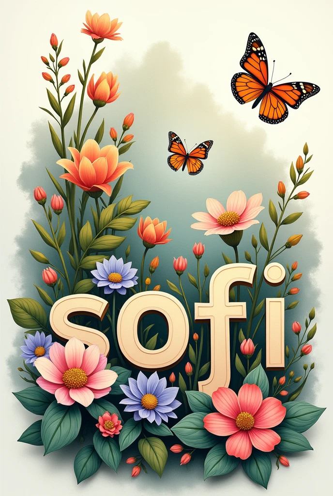 Alphabet with floral & butterfly only "Sofi" Word