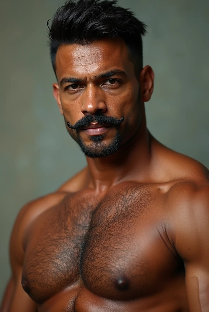 Draw me , my characters: tall, a little strong, brown skin, brown eyes, a cut hair black, whit a mustache black, Brasilian nationality
