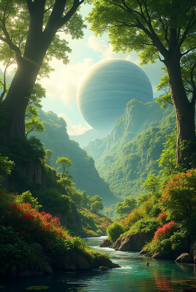 Planet with many trees and beautiful green beauty