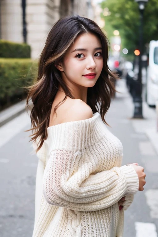 ((best quality)), ((masterpiece)), (detailed), 1girl, off-shoulder sweater,