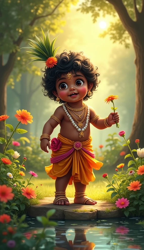 Little krishna in garden