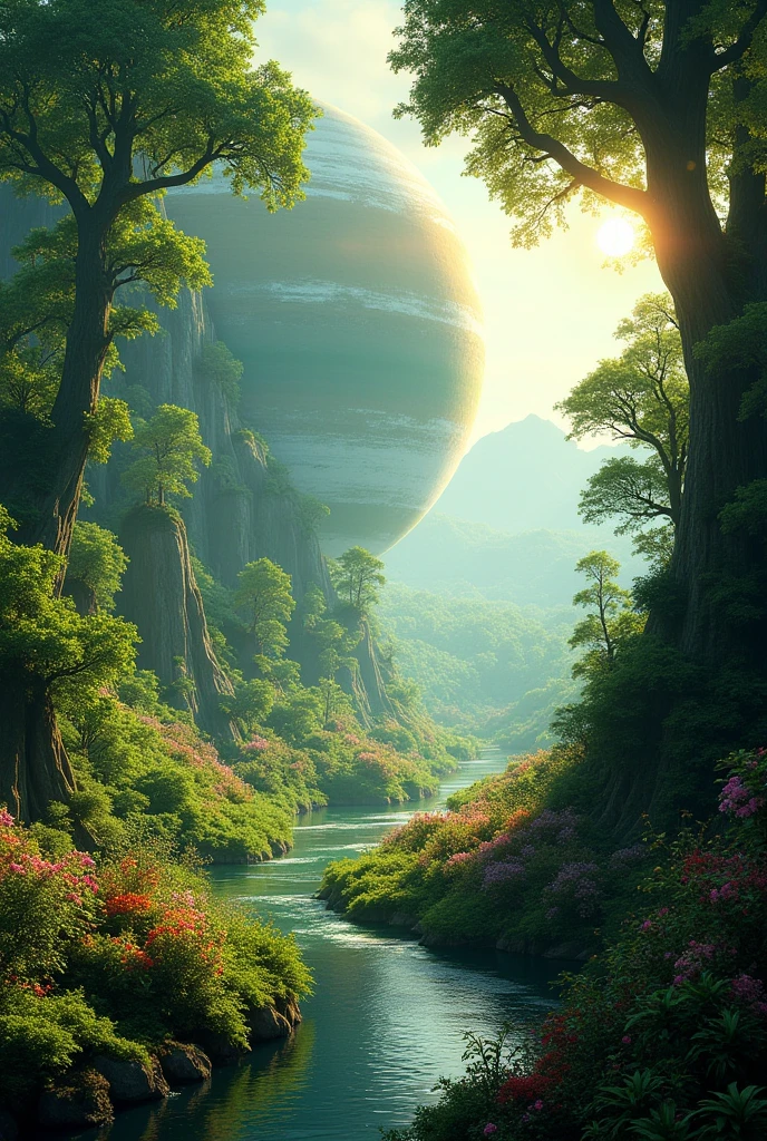Planet with many trees and beautiful green beauty