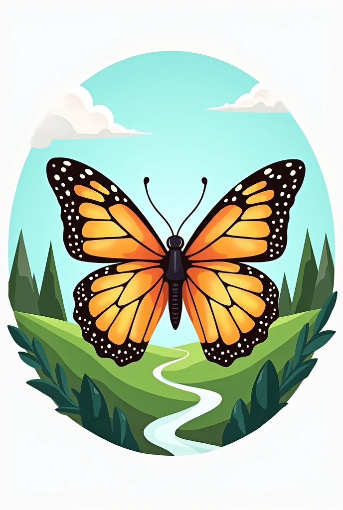 Create me a logo. For a company that has the following characteristics: a butterfly with a beautiful landscape, and Turecamgua Sas