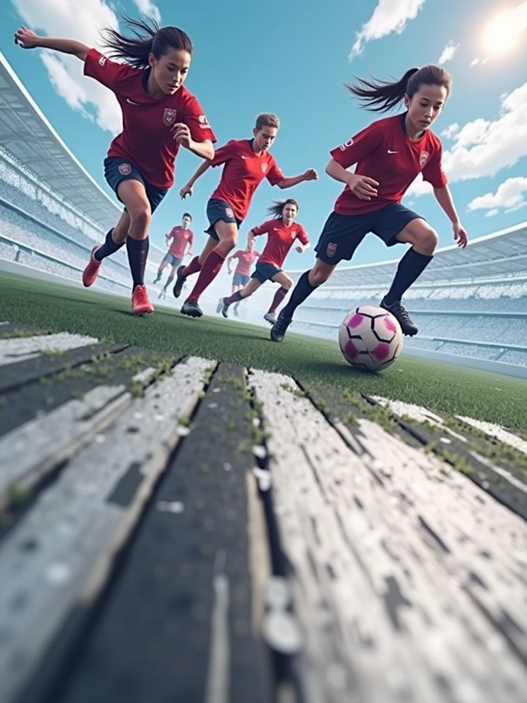 Soccer team, red, ball