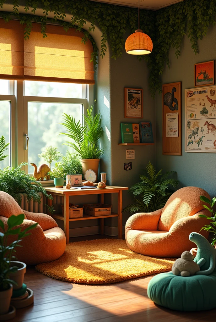 Dinosaur themed reading corner for  