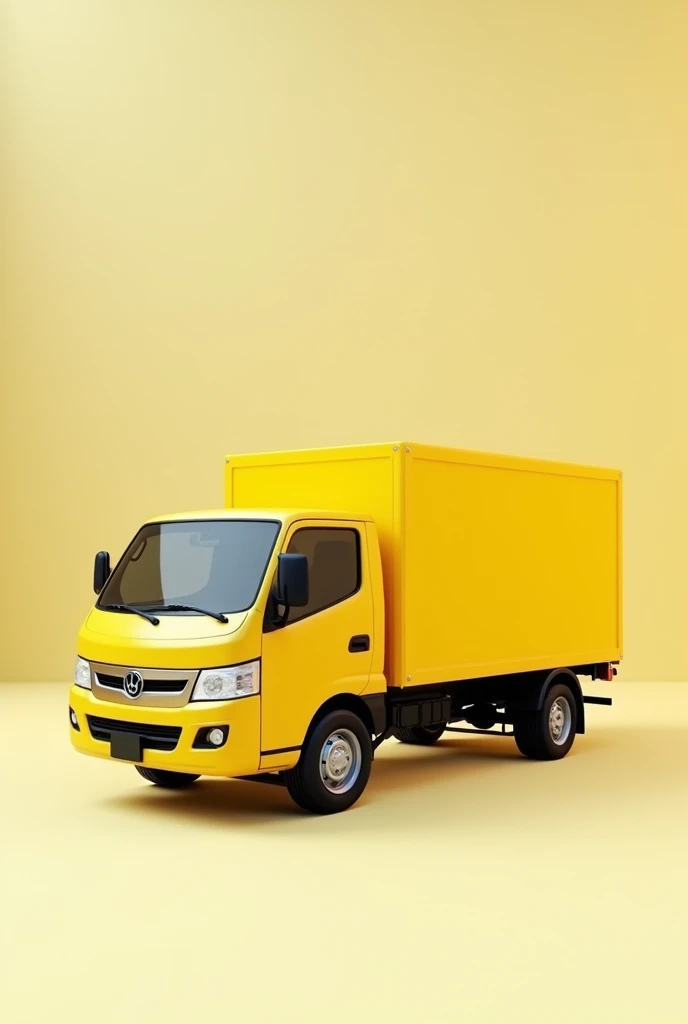 Create a yellow 3D delivery truck with a neutral background