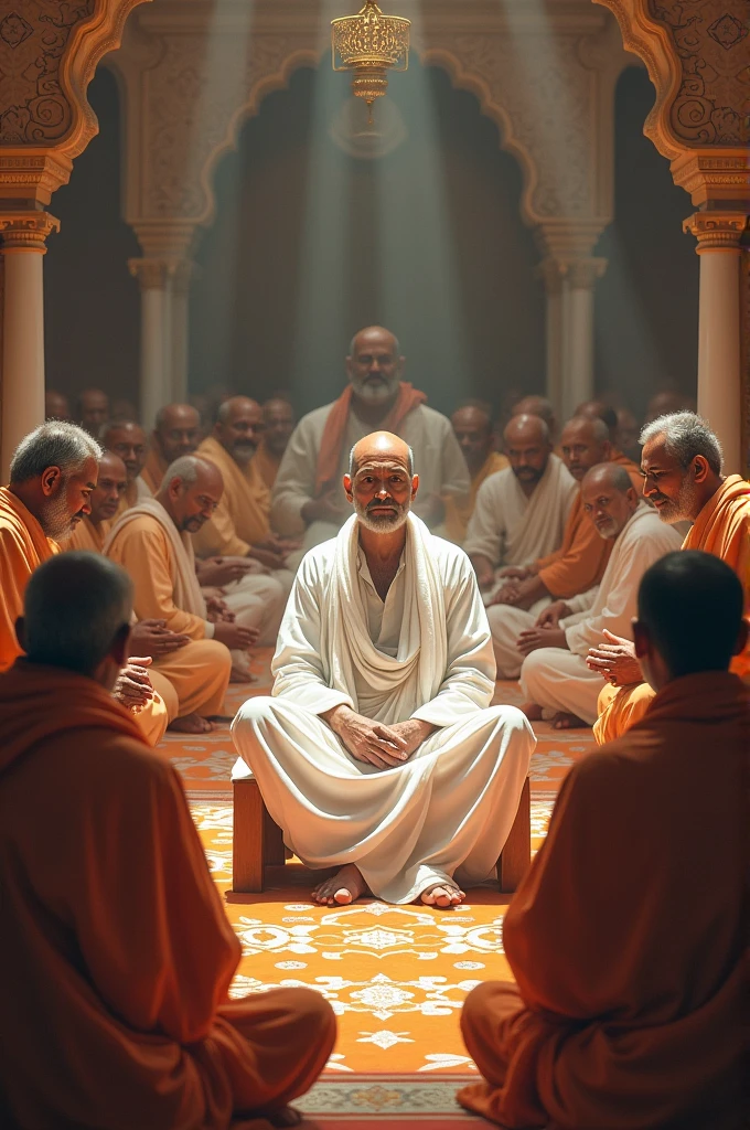 , Srijimaharaj was sitting in the court of Dadakhachar in the middle of Sri Garhda and was wearing all white clothes and in front of his Mukharvind sat a gathering of Paramahans and Haribhakta of the country.