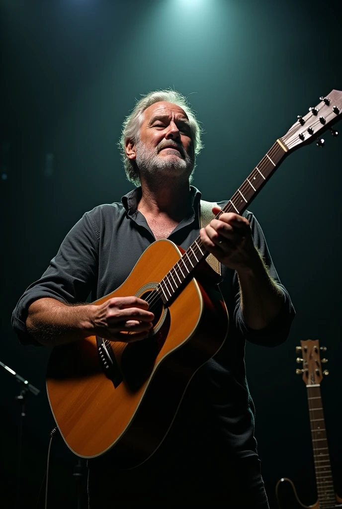 a man holding a guitar