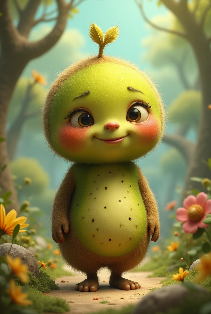 short fat boy with kiwi head
