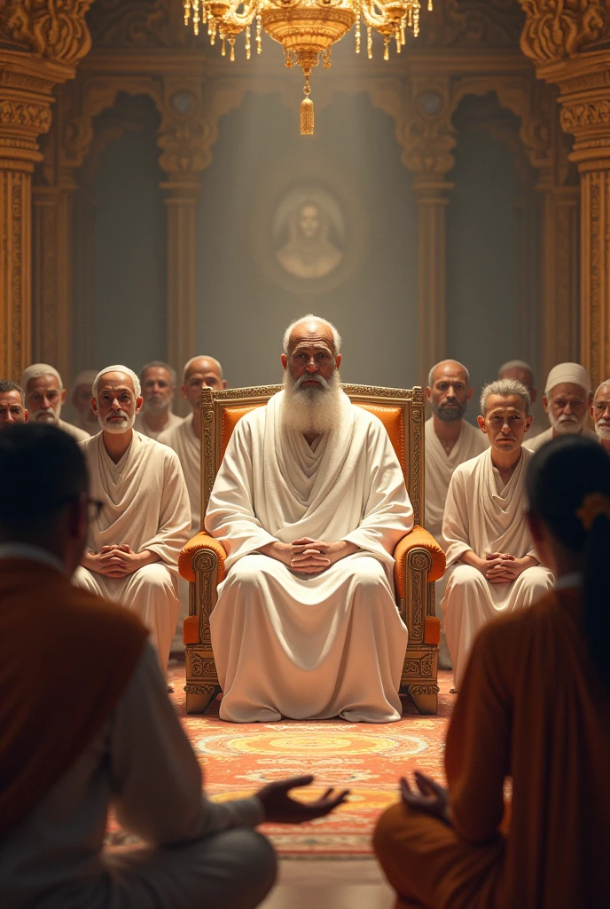 Srijimaharaj was sitting in the court of Dadakhachar in the middle of Sri Garhda and was wearing all white clothes and in front of his Mukharvind sat a gathering of Paramahans and Haribhakta of the country.