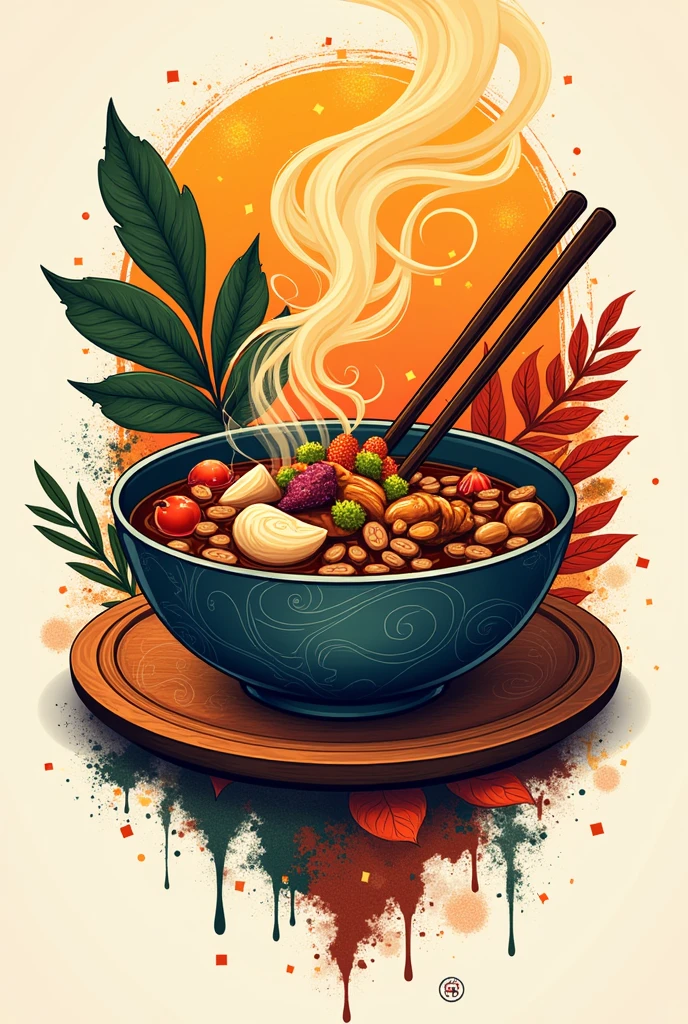 Design a Filipino restaurant logo that integrates the 7 elements of art—texture, value, emphasis, color, line, shape, contrast, space, and form. Include a catchy tagline. Then, create a second, distinct logo using the same elements but with a different design approach