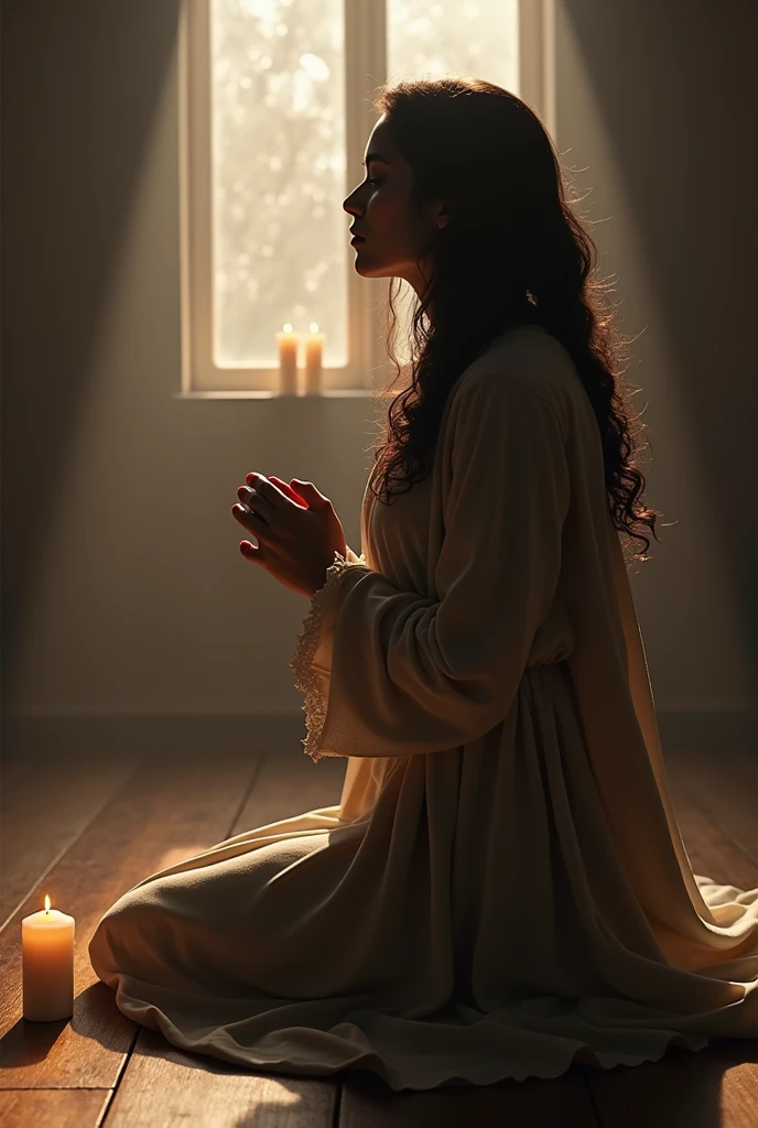 woman praying on her knees
